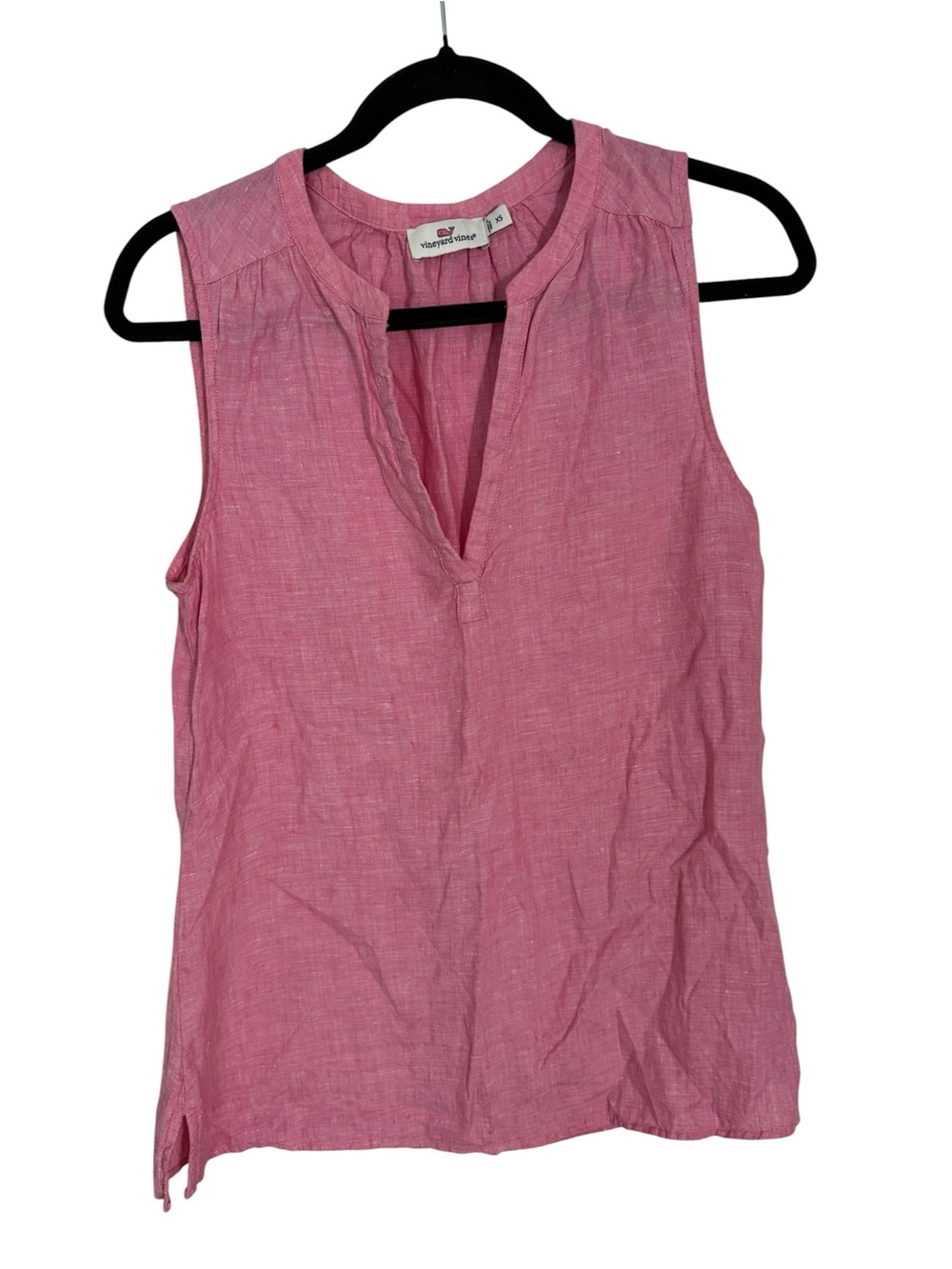 Vineyard Vines Rose Pink Sleeveless Split V-Neck Tank
